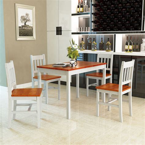 Ships free orders over $39. Gymax 5 Piece Dining Table Set 4 Chairs Solid Wood Home Kitchen Breakfast Furniture - Walmart.com