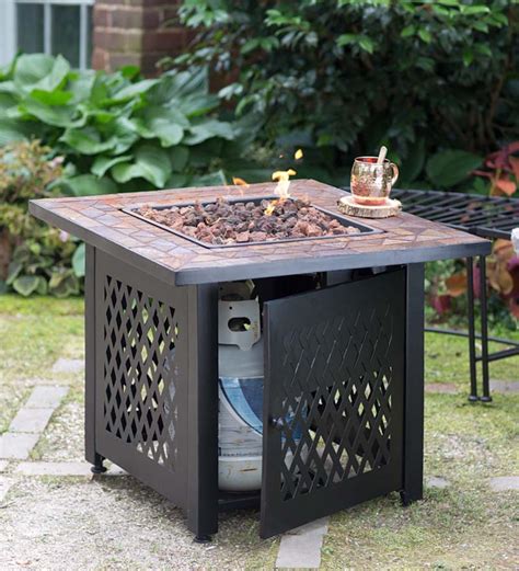Propane Gas Fire Pit With Tile Mantel Plowhearth