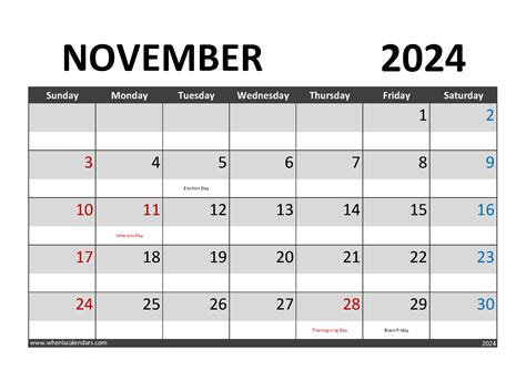 November 2024 Calendar Printable Vertical Monthly Calendar