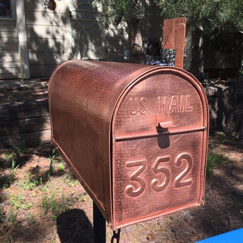 Hammered Copper Mailbox With Custom Address Hand Engraving Copper