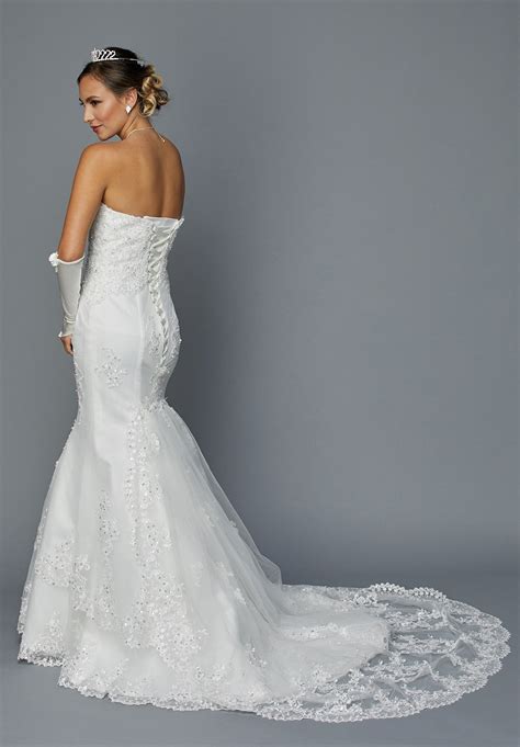 ivory strapless sweetheart neck lace embroidered mermaid wedding gown discountdressshop