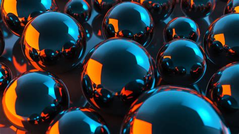 3d Render Of Spheres Reflective Balls Wallpaper Abstract Blue And