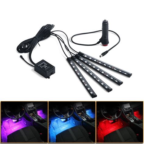 Car Rgb Led Strip Foot Light Ambient Lamp Wireless Remote Auto