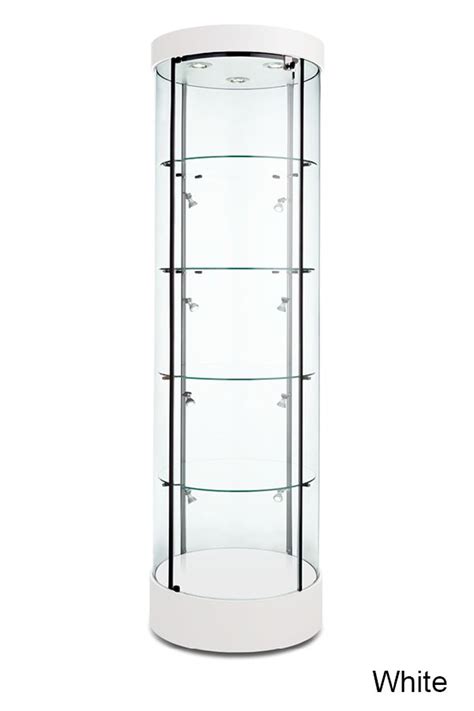 White Cylindrical Tower Display Case Display Case Custom Display