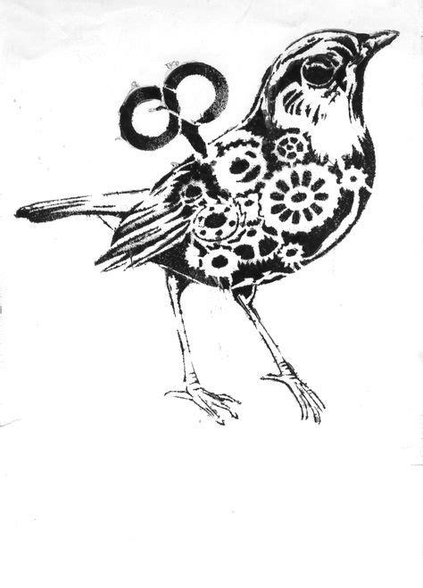 Cyborg Bird Stencil by SHVEPSEG on DeviantArt | Bird stencil, Steampunk bird, Stencil art