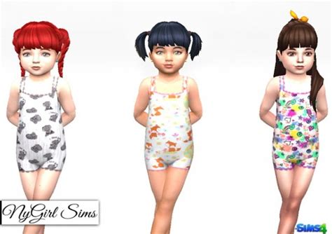 Ny Girl Sims Lace Trim Toddler Pajama Bodysuit Prints • Sims 4 Downloads
