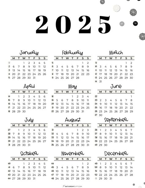 2025 Calendar With Week Numbers