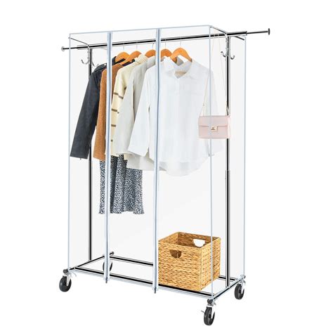 Greenstell Clothes Rack With Cover Adjustable Garment Rack With Wheels