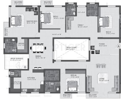 4bhk Floor Plan In 2000 Sq Ft Floorplansclick