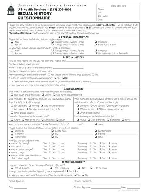 Sexual History Questionnaire Fill Online Printable Fillable Blank Pdffiller