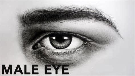 How To Draw Realistic Male Eye With Charcoal Timelapse Male Face