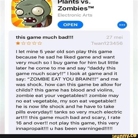 Plants Vs Zombies” This Game Much Bad I Let Mine 5 Year Old Son Play This Game Because He