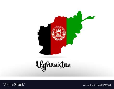 Afghanistan Country Flag Inside Map Contour Vector Image