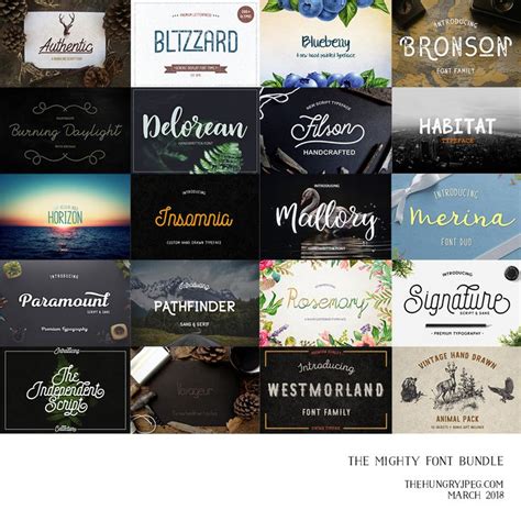 The Mighty Font Bundle 43 Fonts Bonus By Thehungryjpeg