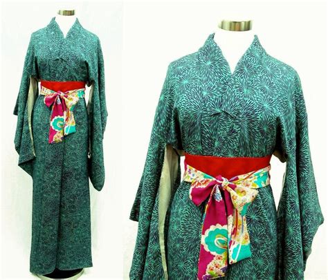 Japanese Kimono Robe Vintage Silk Kimono Komon Long