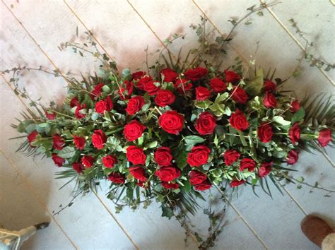 Red Rose And Red Carnation Funeral Spray Coffin Spray Casket Spray