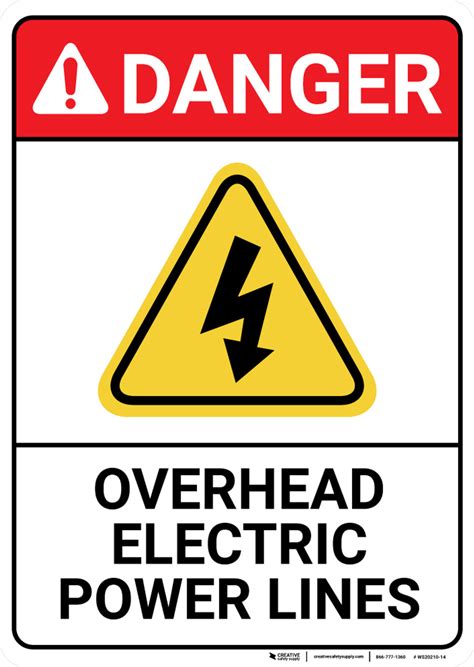 Danger Overhead Electric Power Lines Ansi Wall Sign 5s Today