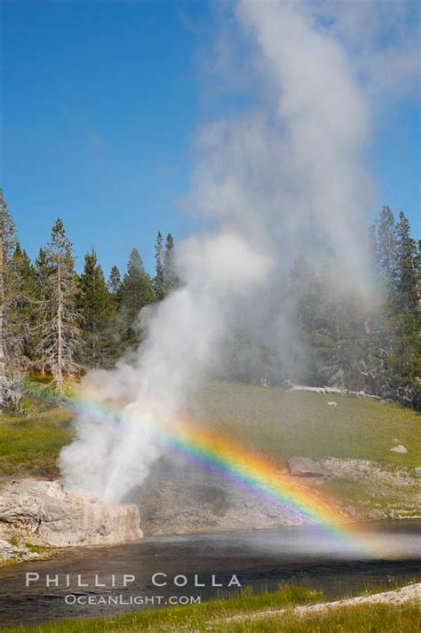 Riverside Geyser And Rainbow Upper Geyser Basin Yellowstone National