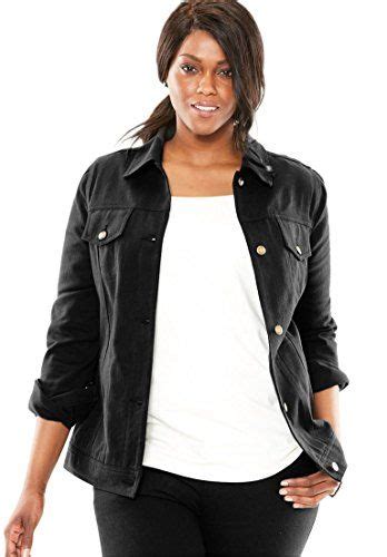 jessica london women s plus size classic cotton denim jacket 100 cotton jean jacket 26 black