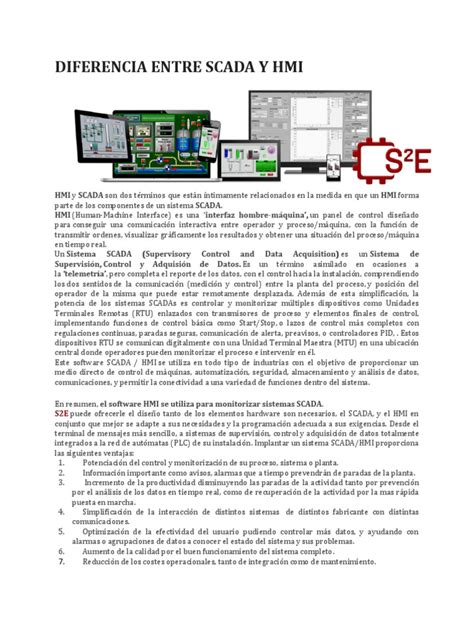 Diferencia Entre Scada Y Hmi Pdf Scada Ingeniería