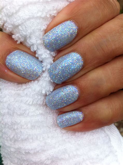 Cnd Creek Side With Baby Blue Lecente Glitter Blue Glitter Nails