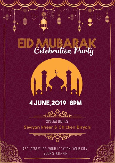 Eid Celebration Party Flyer Social Media Psd