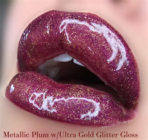 Metallic Plum LipSense With Ultra Gold Glitter Gloss By Senegence Lip