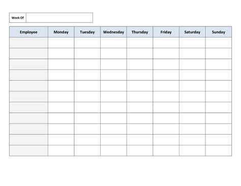 Free Printable Work Schedules Weekly Employee Work Schedule Template