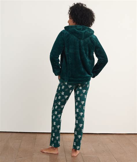 Pyjama 3 Pièces Imprimé Veste Polaire Vert Etam