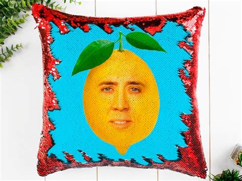 Nicolas Cage Pillow Nicolas Cage Sequin Pillow Nicolas Cage Etsy