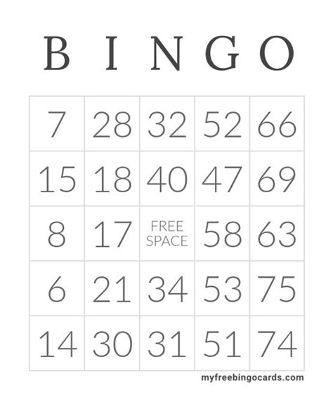 Virtual 1 75 Number Bingo Bingo Card Template Free Printable Bingo