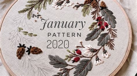 Check spelling or type a new query. January pattern Floral wreath. Embroidery for beginners ...