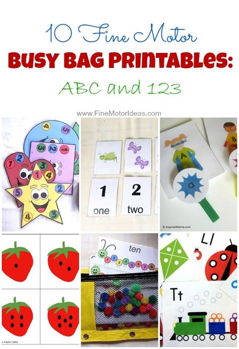 10 Fine Motor Busy Bag Printables Abc And 123 Busy Bags Preschool
