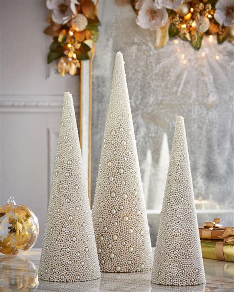 Pearl Cone Trees 3 Piece Set Diy Christmas Tree Christmas Tree