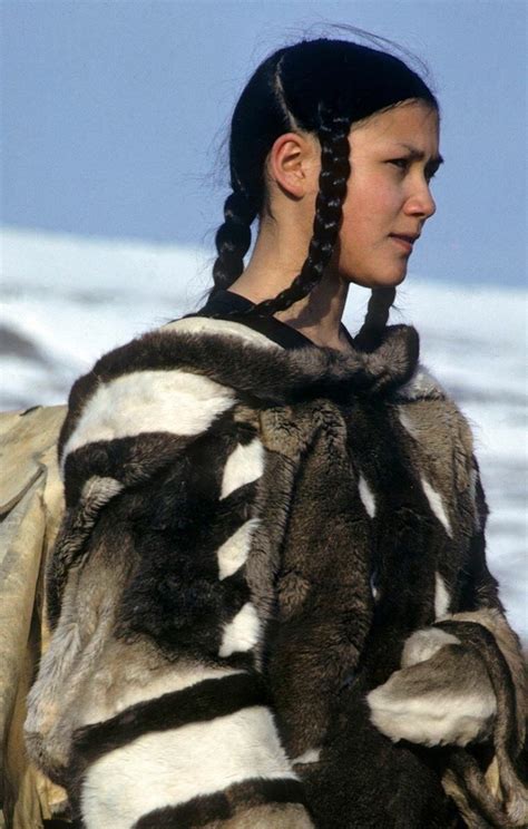 A Beautiful Woman With Clothes Caribou Skin Inuit Tribe Alaska Native American Women