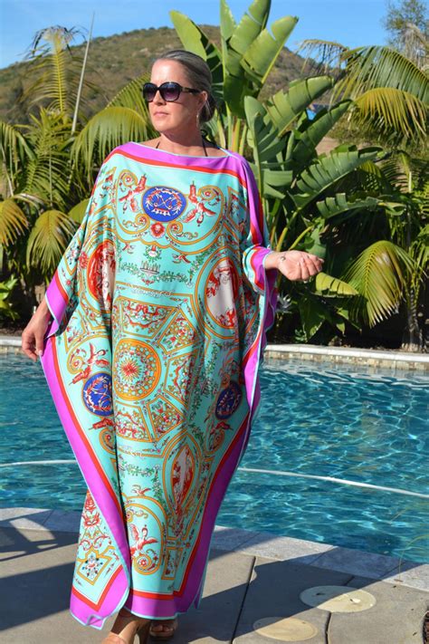 Full Length Silk Caftan Womens Silk Caftan Silk Beach Coverup Long Silk Dress Silk Kaftan