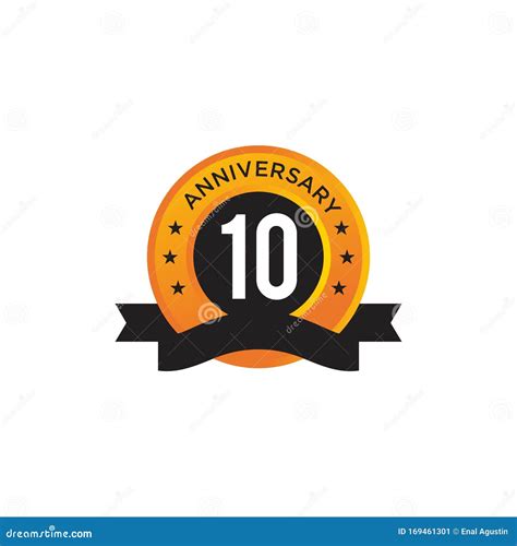 10th Year Anniversary Emblem Logo Design Vector Template Stock Vector
