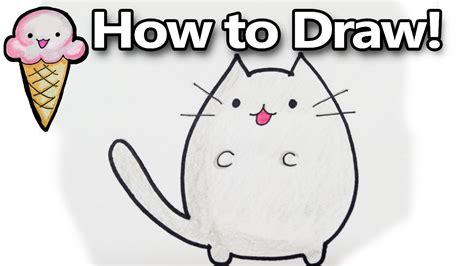 how to draw pusheen a cute kawaii cat cartoon drawing tutorial doodledrawcute youtube