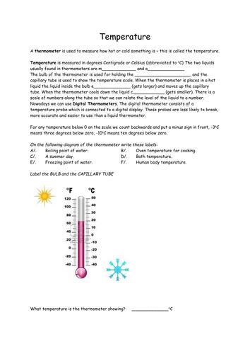 Temperature Worksheet Teaching Resources