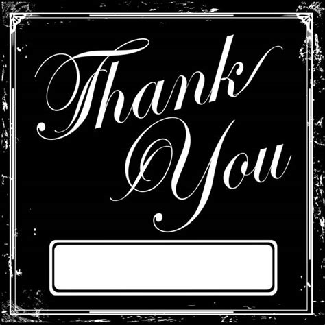 Retro Black And White Script Text Thank You Card Design Illustrations