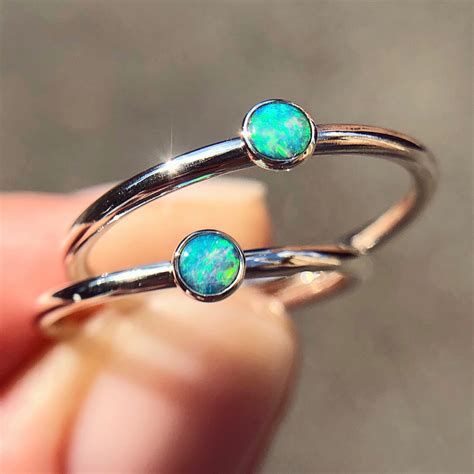 Sterling Silver Ring With Australian Crystal Opal Jasminejewelryshop