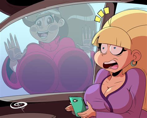 rule 34 2girls alternate breast size big breasts blonde hair car cleavage clothing disney