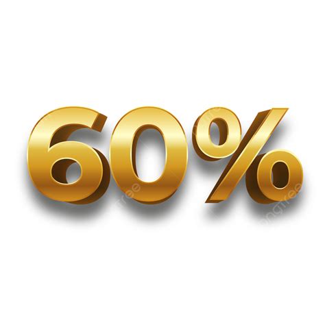 Golden 60 Percent Off Discount Sale Label 3d Design Vector 60 60