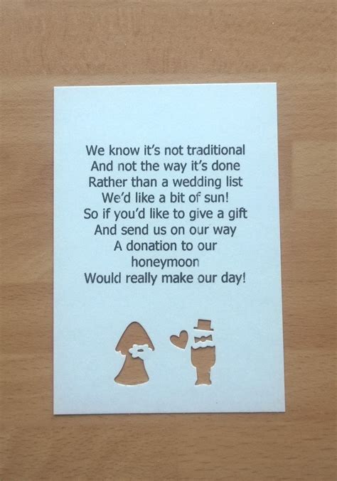 50 Small Wedding Gift Poem Cards Asking For Money Bride Groom EBay