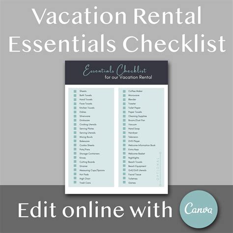 Airbnb Vacation Rental Essentials Checklist Edit Online With Canva