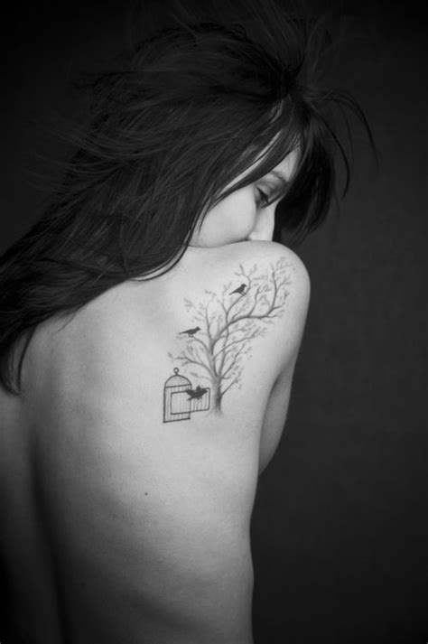 Amazing Women Tree Tattoo On Shoulder