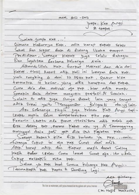 Menulis surat bahasa inggris tentu tidak semudah menulis surat dalam bahasa indonesia. 9+ Contoh Surat Pribadi Singkat & Panjang untuk kakak ...