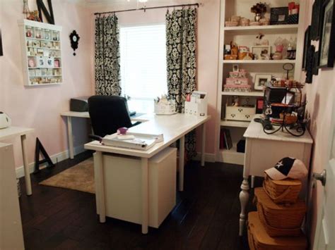 Office Room Craft Room Love The L Shape Works Space And Bookcase For