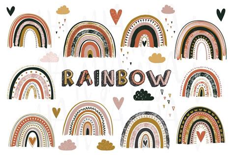 Cute Rainbows Collection Set Pre Designed Photoshop Graphics