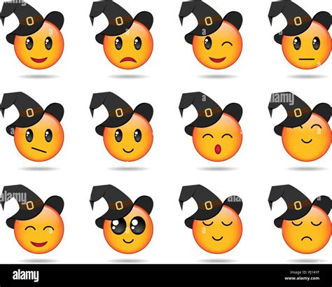Set Of Halloween Emoticons Stock Vector Image And Art Alamy